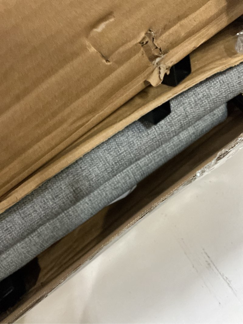 Condition photo showing Good Condition for headboard for full size bed with led lights, upholstered vertical channel tufting head boards, linen fabric bed headboard only, attach frame, ideal for bedroom, dorm, guest room, grey full gray