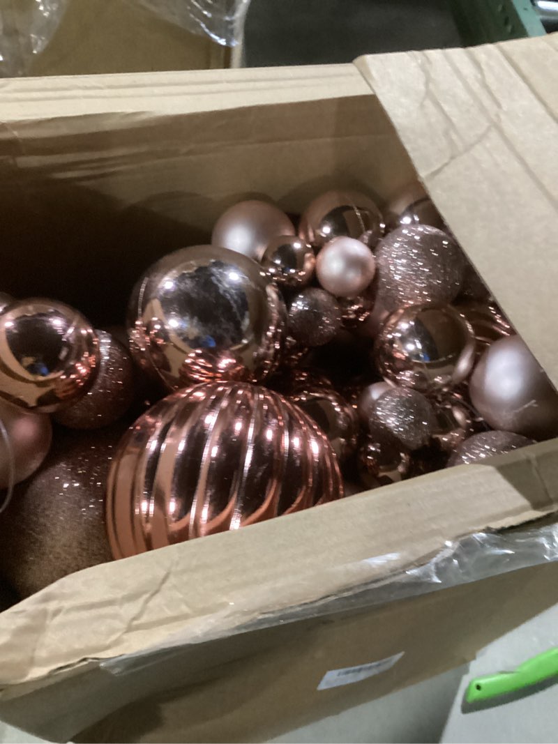 Condition photo showing Good Condition for 9.8 Ft Christmas Ball Garland Ornaments Bauble Garland Glitter Shatterproof Christmas Tree Ball Ornaments for Xmas Party Supplies Home Indoor Outdoor Decoration(Rose Gold)