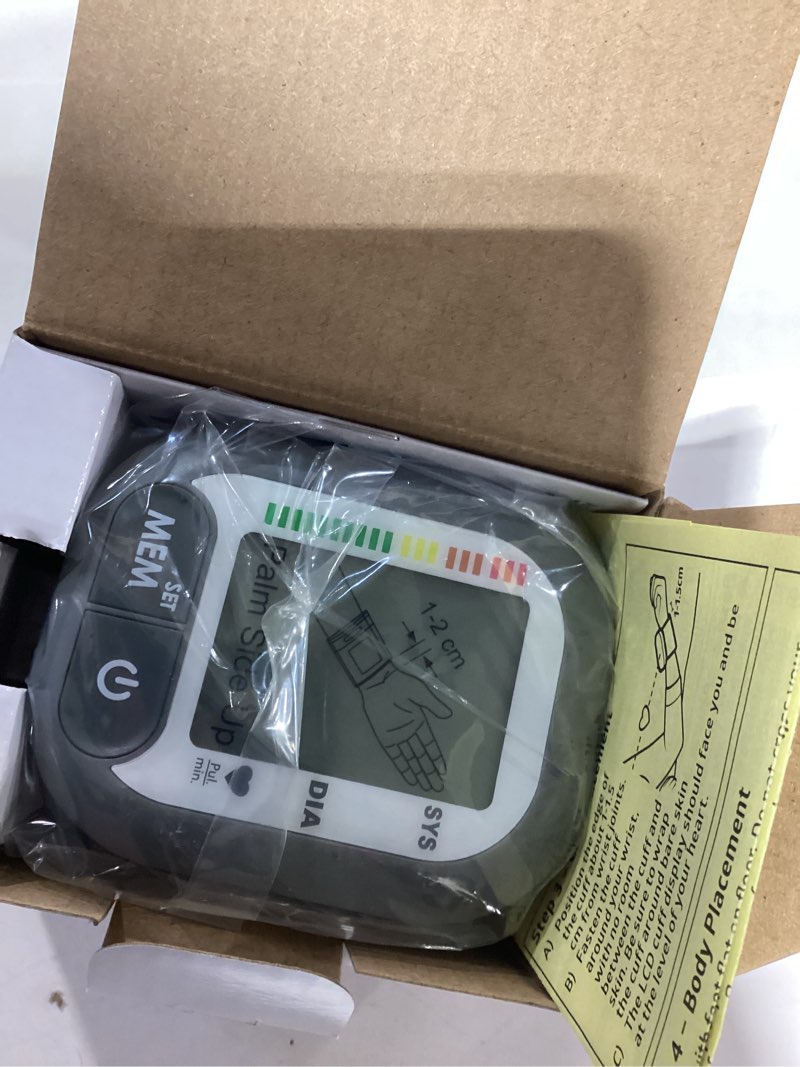 Condition photo showing Good Condition for medline digital wrist blood pressure monitor, wearable, digital lcd display, stores up to 60 readings, batteries included