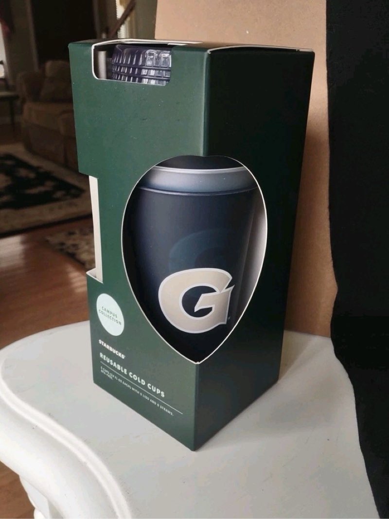 starbucks georgia reusable cold cups with straw & lid campus