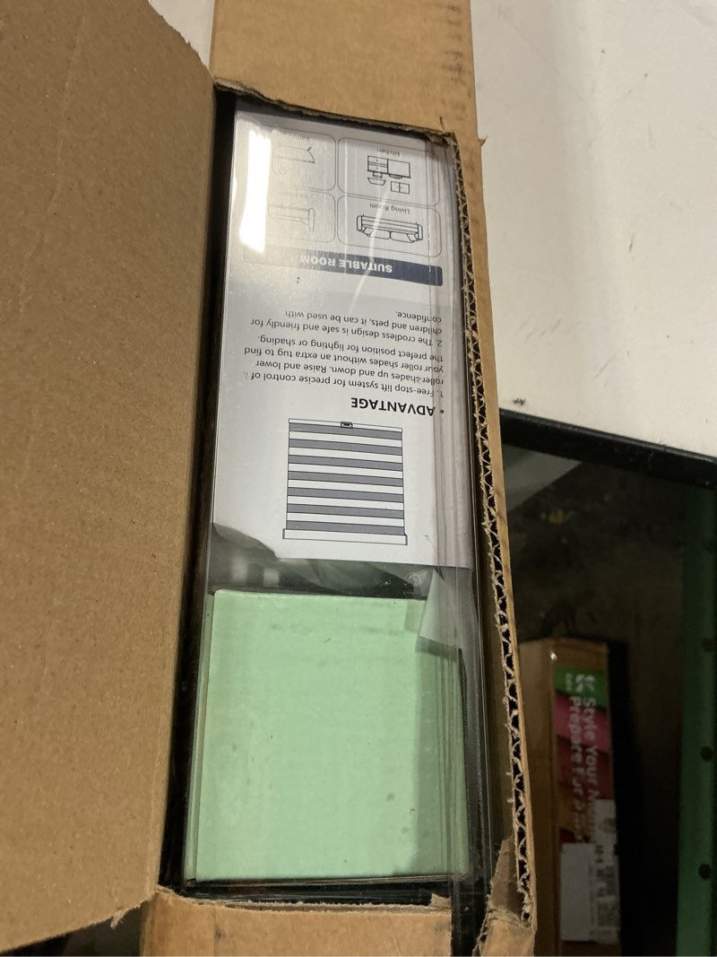 Condition photo showing Good Condition for aosky cordless zebra blinds for windows pull down roller window shades dual layer light filtering privacy for day and night, free-stop door shades for home easy to install (34" w x 48" h?white) 34"w x 48"h white