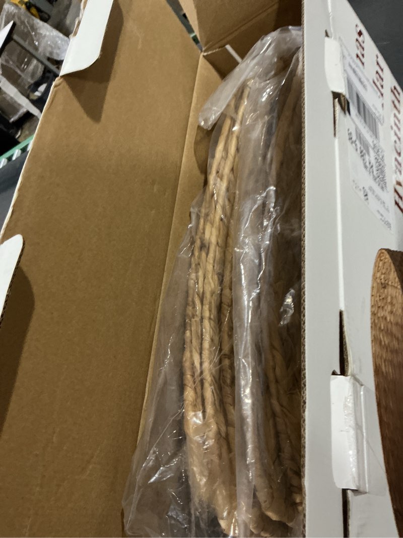 Condition photo showing As Is for 36in Large Christmas Tree Collar - Woven Hyacinth Tree Collars for Artificial Trees - Rattan Rustic Farmhouse Basket for Tree Base Cover with Cord Cut-Out for 7.5ft 9ft 10ft Tree (Natural) 36" Natural