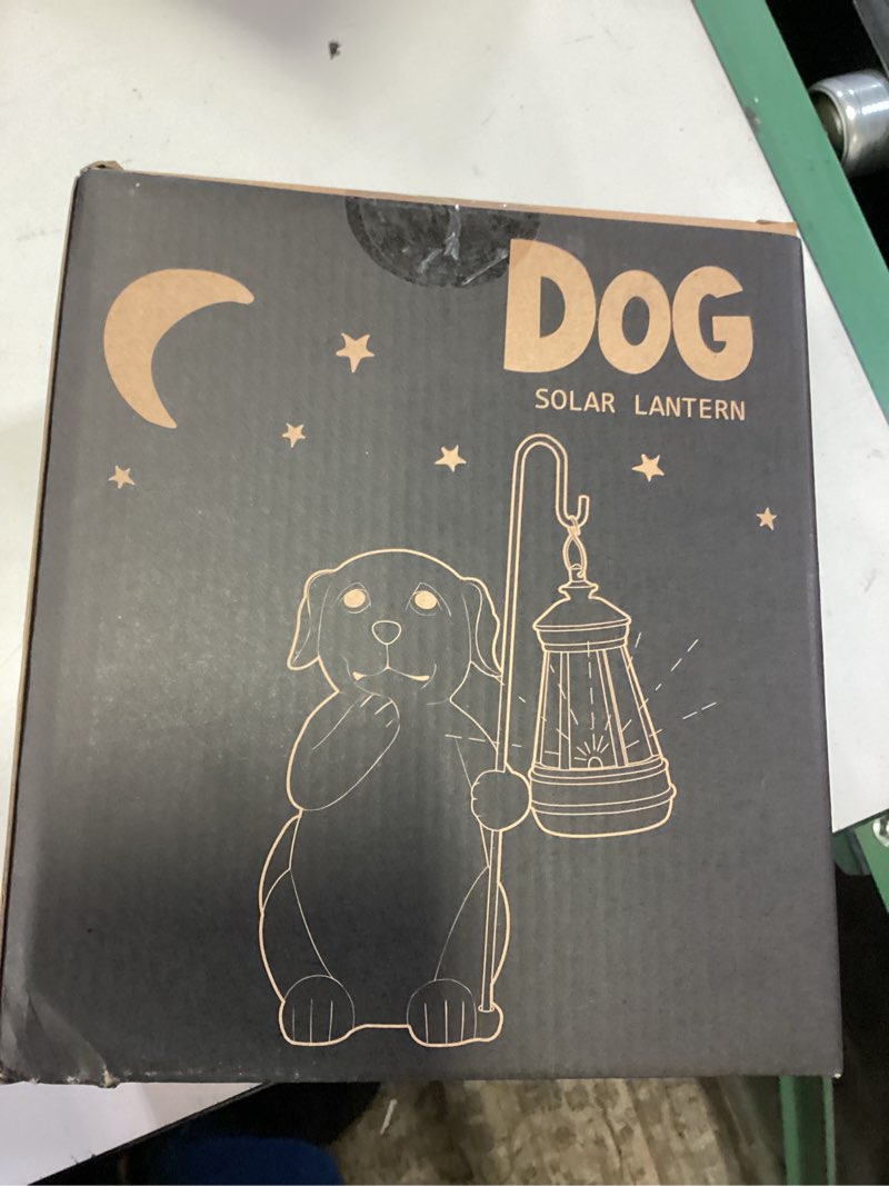 Condition photo showing New/Like New for qeeman solar dog for garden decor: weatherproof resin statues with lantern for outdoor outside yard pathway patio porch balcony decorations - gifts for mom grandma dog lovers gray dog