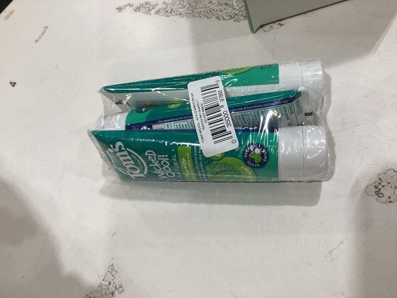 Condition photo showing New/Like New for Tom's of Maine ADA Approved Wicked Cool! Fluoride Children's Toothpaste, Natural Toothpaste, Dye Free, No Artificial Preservatives, Mild Mint, 5.1 oz. 3-Pack