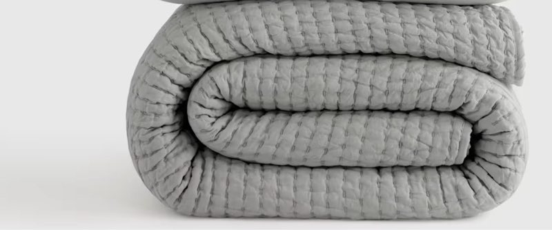 European Linen Cotton Stitch Quilt Standard 108inx92in Color green