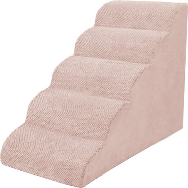  niubya high density foam extra wide non-slip dog stairs, pink, 5 steps
