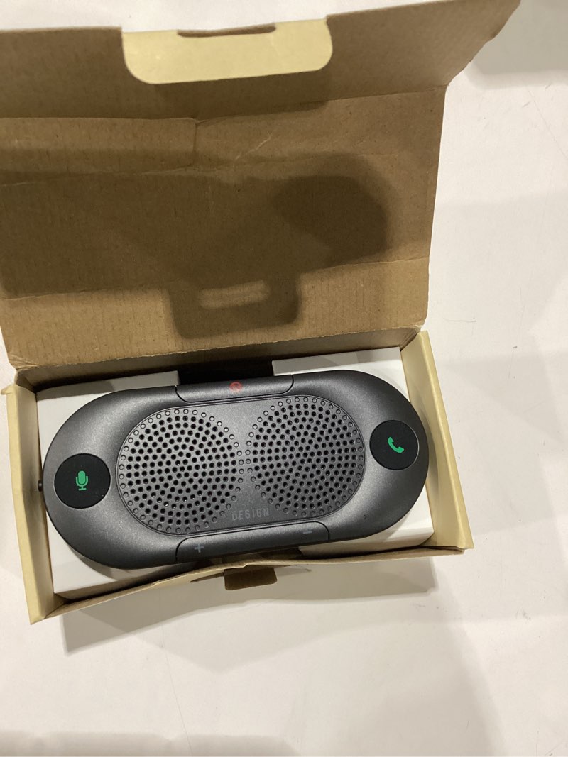 Condition photo showing New/Like New for besign bk06 bluetooth 5.0 in car speakerphone with visor clip, wireless car kit for handsfree talking, motion auto on, siri google assistant support, dual 2w speakers metal gray
