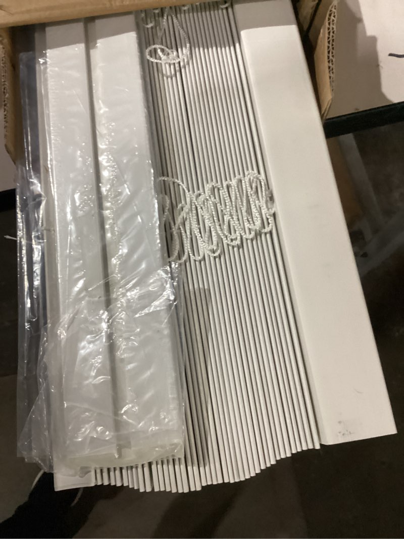 Condition photo showing Good Condition for chicology faux wood blinds , window blinds , wood blinds , window shades , window treatments , blinds & shades , window shades for home , wooden blinds , 27"w x 72"h, basic white