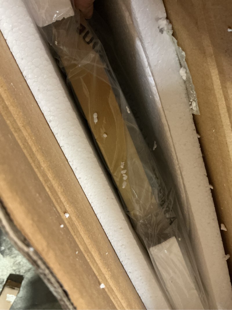 Condition photo showing Good Condition for andy star arched mirror, 20 x 30 inch gold bathroom mirror in stainless steel metal frame, arch top rounded corner 1 inch deep set design wall mount hangs vertical brushed gold 30"l x 20"w