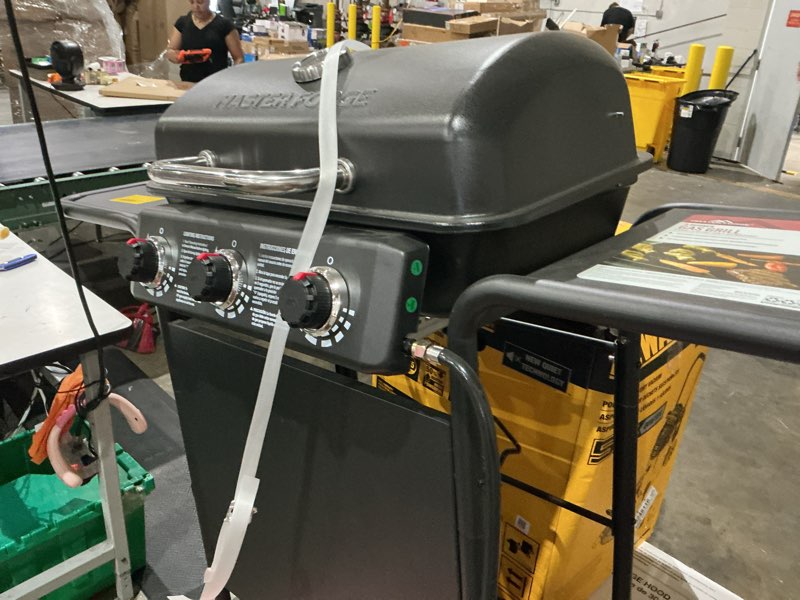Condition photo showing As Is for master forge large 550-sq.in black 3 -burner liquid propane gas grill