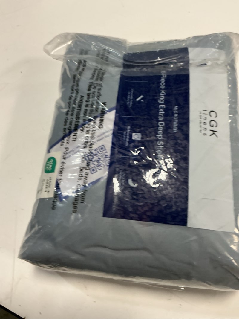 Condition photo showing Good Condition for extra deep king sheet set - 6 piece breathable & cooling sheets - hotel luxury bed sheets set - easy & secure fit - soft, wrinkle free & comfy sheets set - steel blue sheet set with extra deep pockets king 05 - steel blue