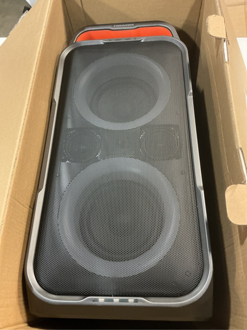 Condition photo showing Good Condition for foxdawn portable bluetooth speaker: 240w peak powerful loud sound deep bass wireless boombox large subwoofer 15 hours battery life fast charging with led light show for party outdoor camping backyard black