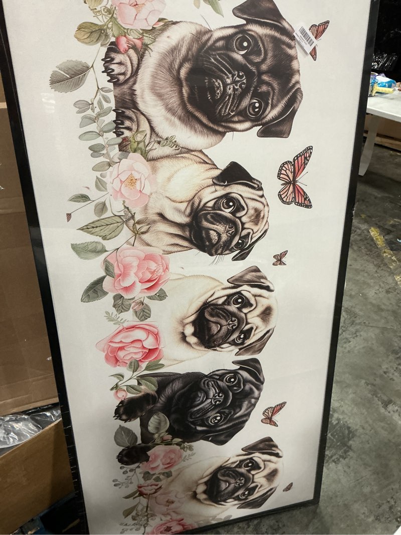 Condition photo showing New/Like New for cute botanical pug sketch 30” x60” 