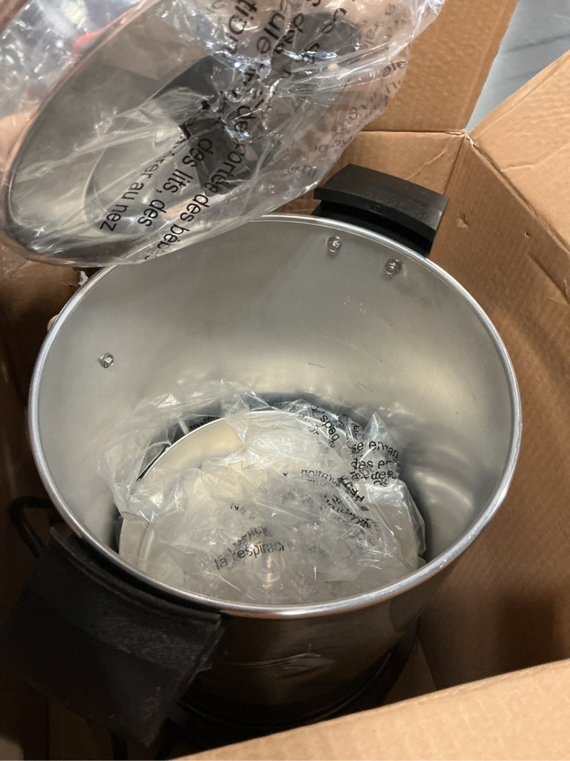 Condition photo showing As Is for west bend commercial coffee urn highly-polished aluminum features automatic temperature control large capacity with quick brewing smooth prep and easy clean up nsf approved, 55-cup, silver