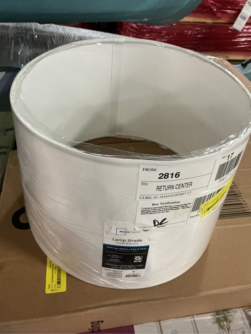Condition photo showing As Is for mainstays basic white large lamp shade
