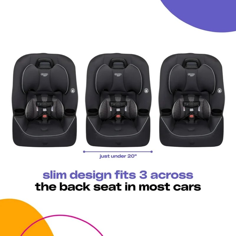cosco kids™ easy elite slim all-in-one convertible car seat, blue pistons, infant & toddler, unisex