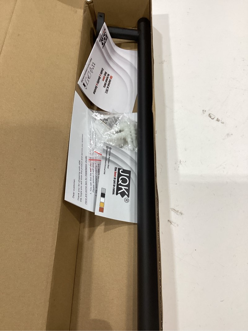 Condition photo showing Good Condition for jqk black towel bar, 12 inch 304 stainless steel thicken 0.8mm hand towel rack, bathroom towel holder matte black wall mount, useable length 9 inch tb110l9-pb black 12 inch