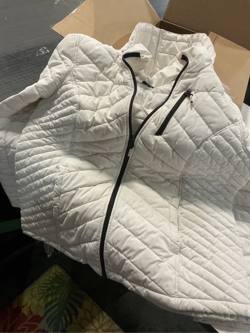 Condition photo showing As Is for Nautica Womens Hooded Stretch Packable Puffer Coat size XXL