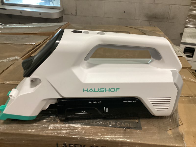 Condition photo showing As Is for haushof handheld carpet cleaner, 12v cordless portable carpet cleaner, 6.5kpa spot cleaner with 2 water tanks, type-c charge, spot & stain cleaner, handheld upholstery cleaner for stairs, car