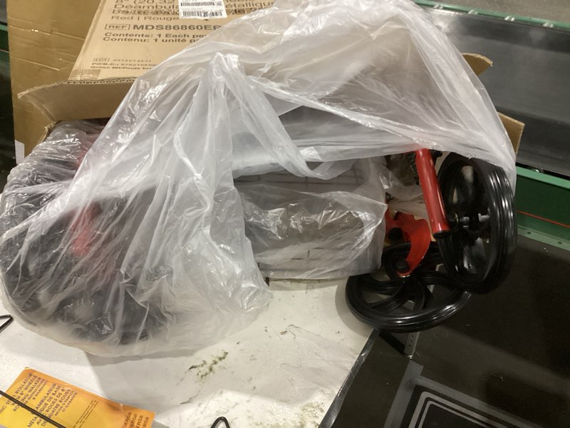 Condition photo showing New/Like New for Medline Steel Rollator Walker with Seat, red, 300 lb. Weight Capacity, 8” Wheels, Foldable, Adjustable Handles, Rollator Walker for Seniors, Rolling Walker for Mobility Impairment