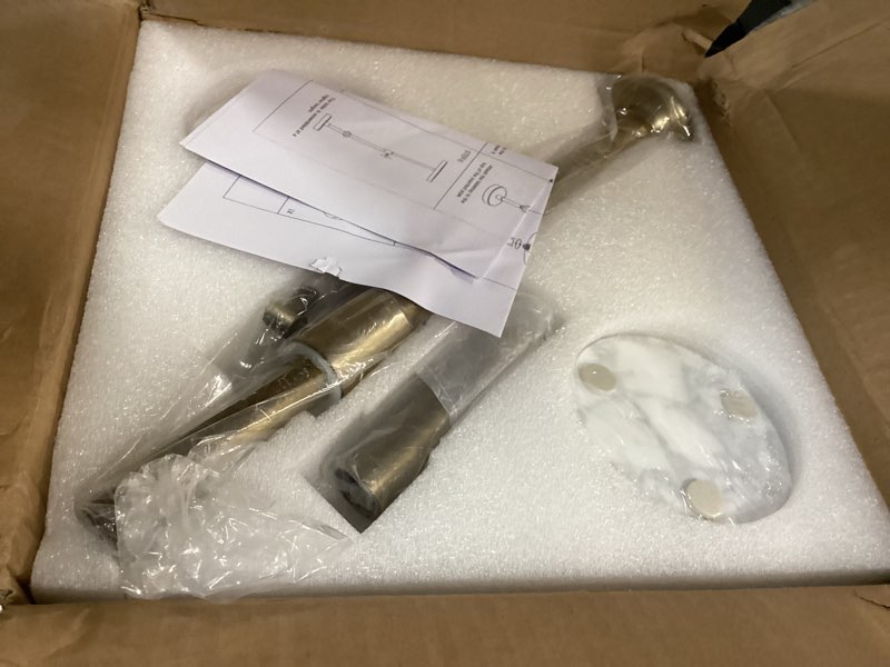 Condition photo showing Good Condition for Adjustable-Height Marble Drink Table - 10x10x22-30, White Marble & Antique Brass, Modern Round End Table, Side Table with Pedestal Stand for Small Spaces, Vintage Metal Martini Cocktail Accent 10"white With 2 Coasters 10-INCH WIDE TOP