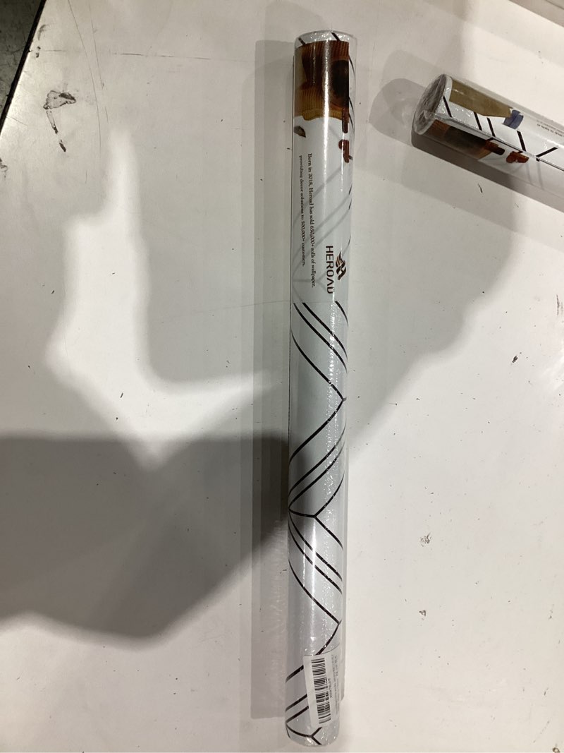 Condition photo showing New/Like New for Heroad White Peel and Stick Wallpaper White and Black Contact Paper Geometric Modern Wall Paper for Nursery Room Bedroom Bathroom Cabinets Vinyl Roll Self-Adhesive Waterproof 17.3” x 78.7” 17.3" x 78.7" White