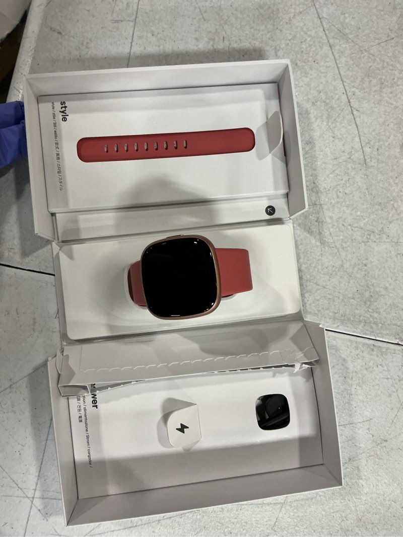 Condition photo showing Good Condition for fitbit versa 4 fitness smartwatch with daily readiness, gps, 24/7 heart rate, 40+ exercise modes, sleep tracking and more, pink sand/copper rose, one size (s & l bands included)