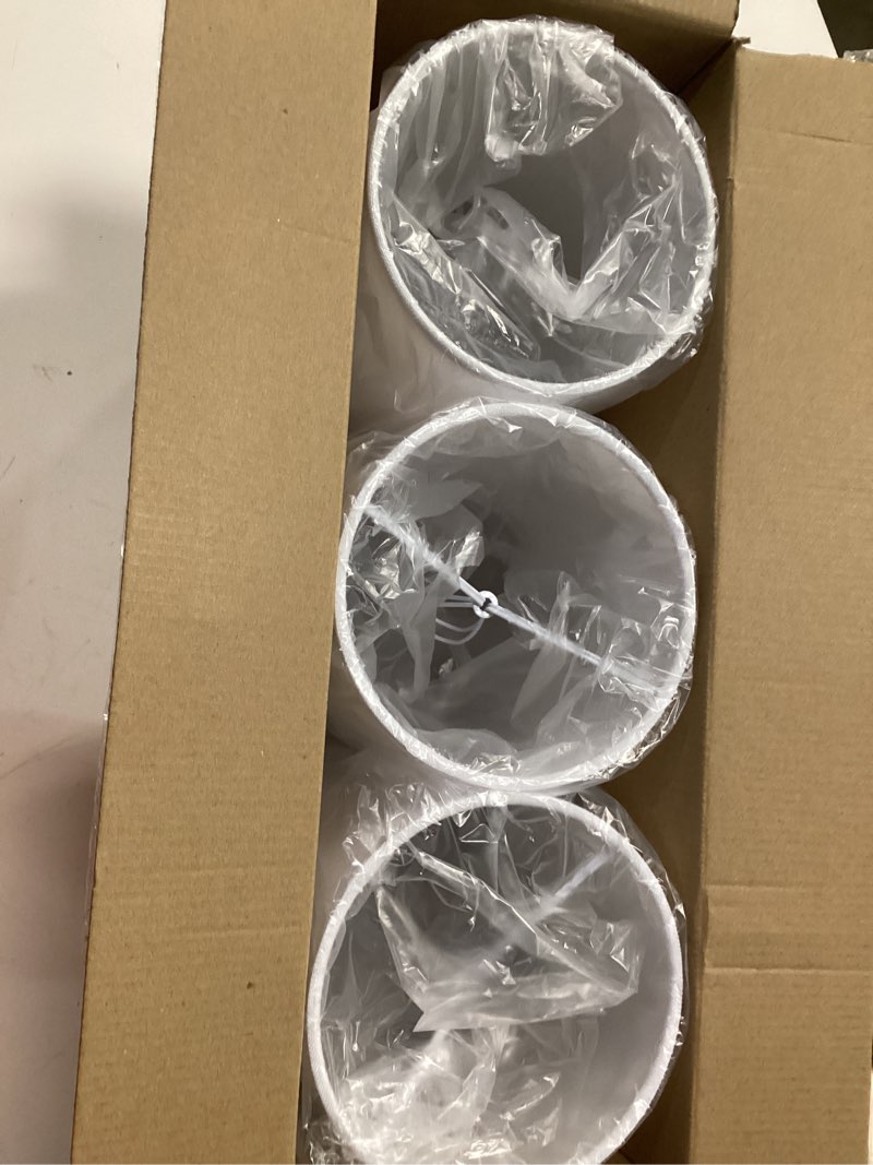 Condition photo showing New/Like New for chandelier lamp shades, small lamp shades clip-on bulbs only for candelabra bulbs, white chandelier shades 6 pcs, mini lampshades for chandeliers 5.1" x 5.1" x 5.3, home decor fabric linen lampshade