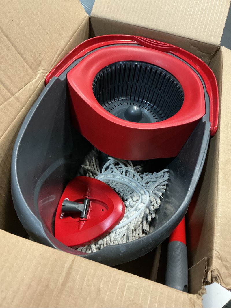 Condition photo showing As Is for O-Cedar EasyWring Microfiber Spin Mop, Bucket Floor Cleaning System, Red, Gray, Standard Easywring Spin Mop & Bucket