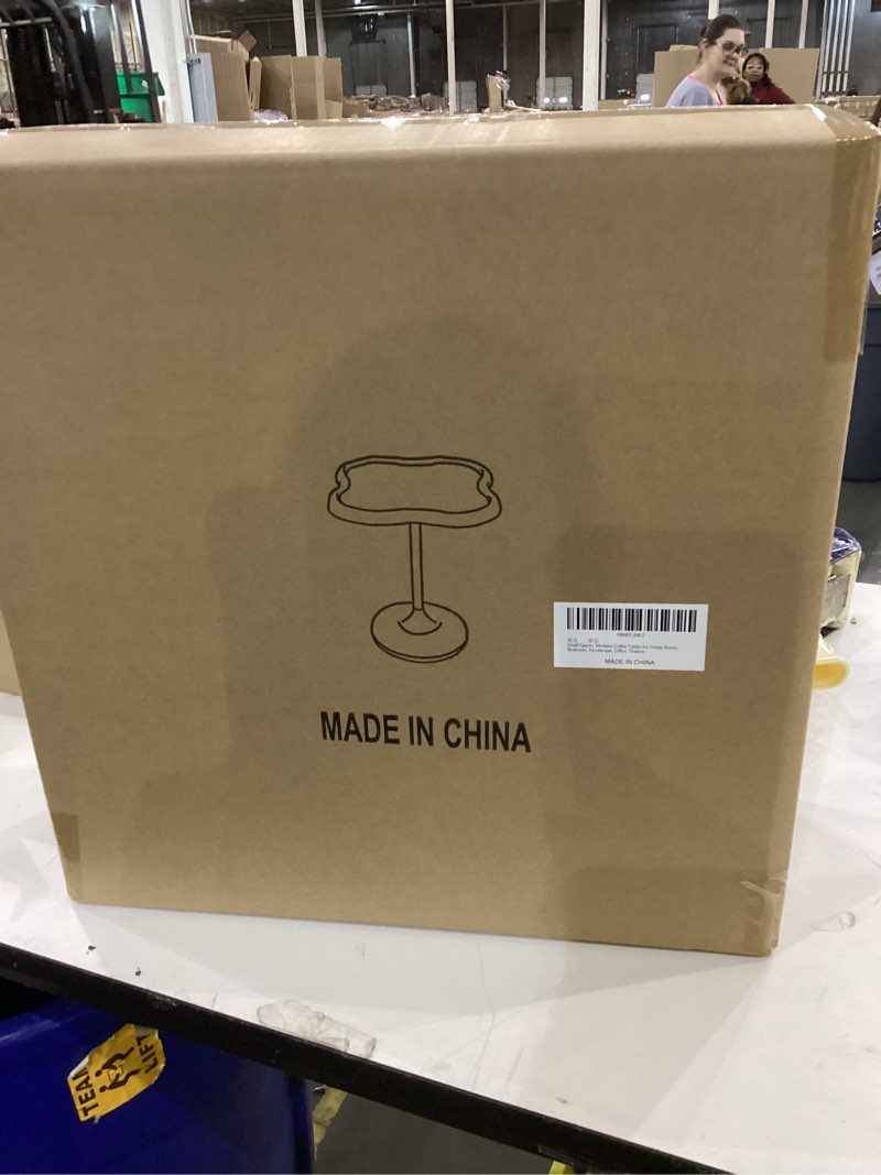 Condition photo showing New/Like New for Drink Table, Small Pedestal Side Table for Small Spaces, Modern Solid Wood End Table for Living Room, Bedroom, Couch, Bedside, Corner, Office, Walnut