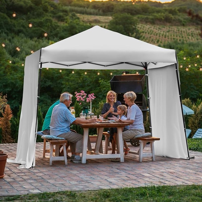 8x8FT Pop-up Canopy Tent with Sidewall and Sandbags