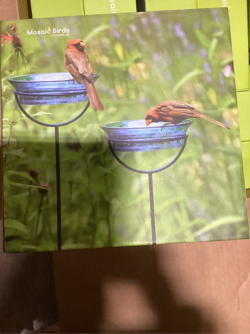 Condition photo showing New/Like New for Mosaic Birds Cuban Garden Stake  M429-200-06  37 Inch Tall  Red