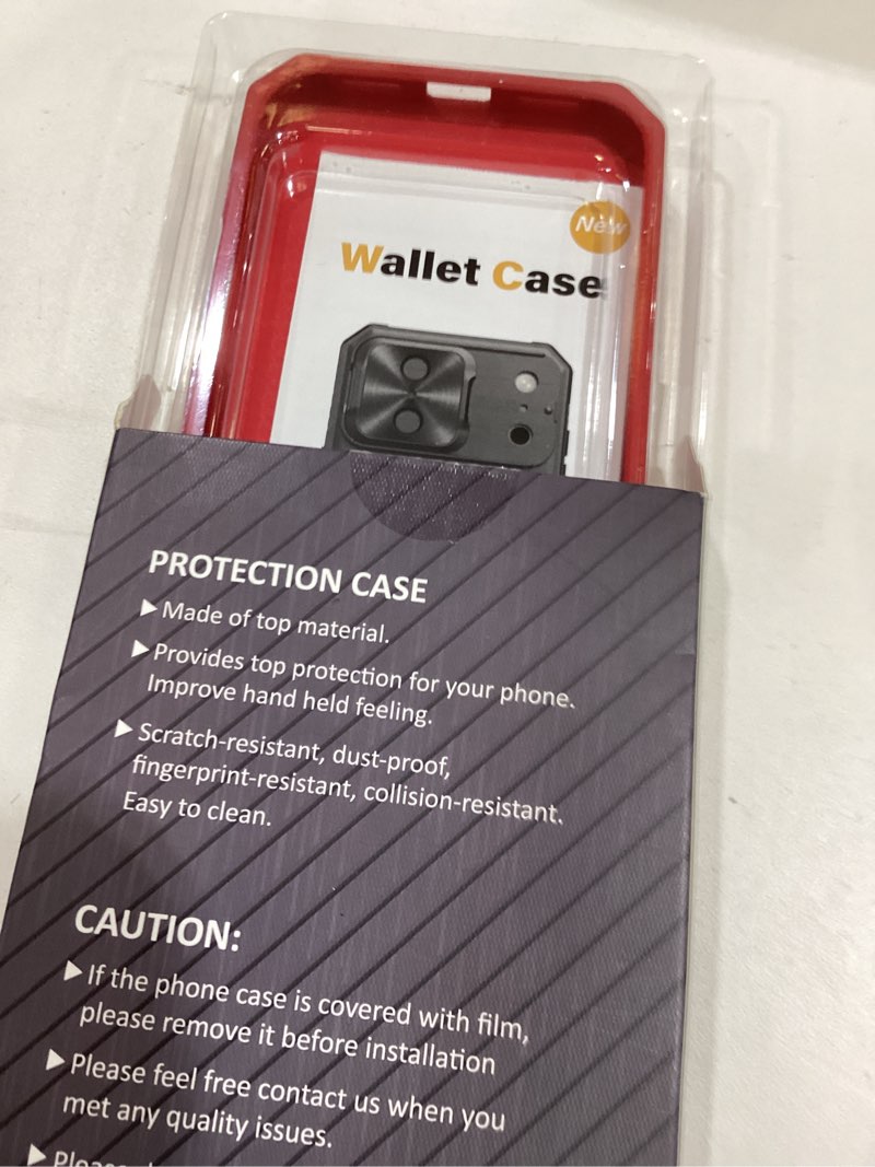 Condition photo showing Good Condition for Wallet Case for iPhone 17 Pro Max, Card Holder (4-5 Cards), Slide Camera Cover, Daily Drop Protection, Heavy Duty Women Girly Men Protective Phone Cover for iPhone 17 Pro Max 6.9" 2025, Red Red iPhone 17 Pro Max, 6.9"