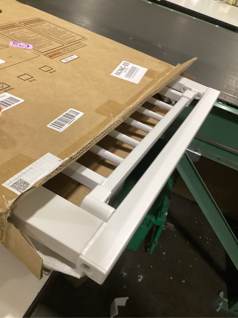 Condition photo showing As Is for babelio safety gate door fits for stairs, narrow and wide doorways with auto close, easy install, no drilling, pressure mounted for baby, child, pets, dog/puppy, 26''-40'', white white 30"tall 26"-40" wide