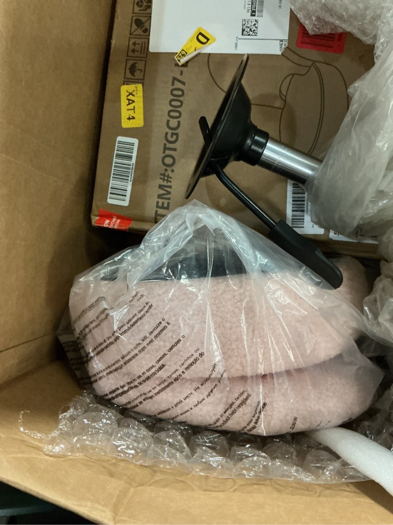 Condition photo showing Good Condition for Adjustable Small Vanity Chair, 360° Swivel Vanity Stool with Folding Back, Comfy Teddy Ottoman Stool for Bedroom, Dressing Room Pink Small