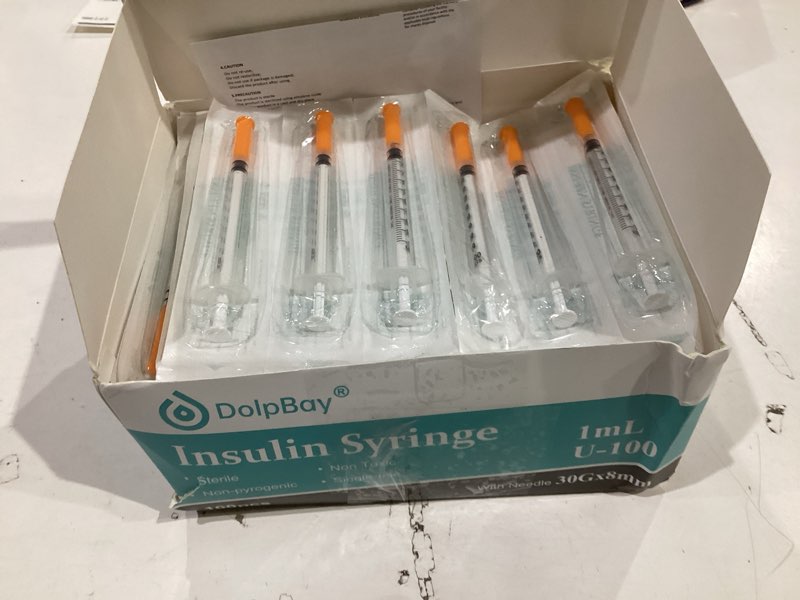 dolpbay insulin syringe with needle, 1cc 30g 5/16" (8mm) - pack of 100 pcs