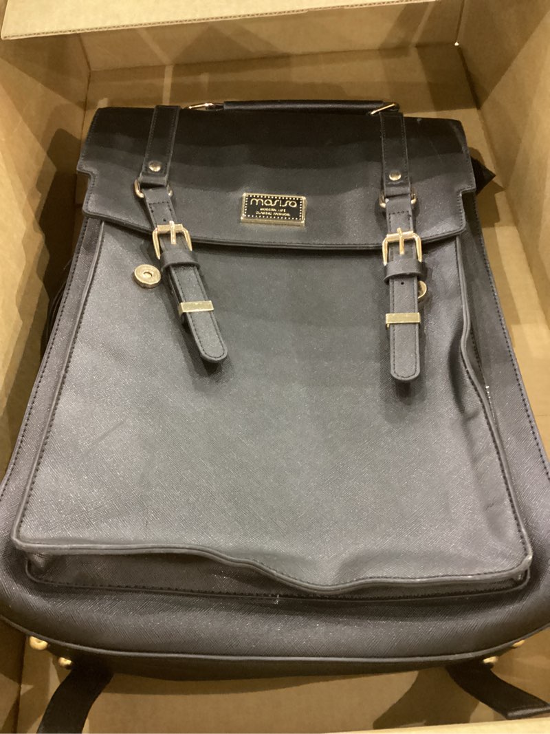 Condition photo showing Good Condition for MOSISO Laptop Backpack for Women, 15.6 inch PU Leather Backpack Convertible to Shoulder Bag, Stylish Casual Daypack Bag Work Travel Computer Bag, Black
