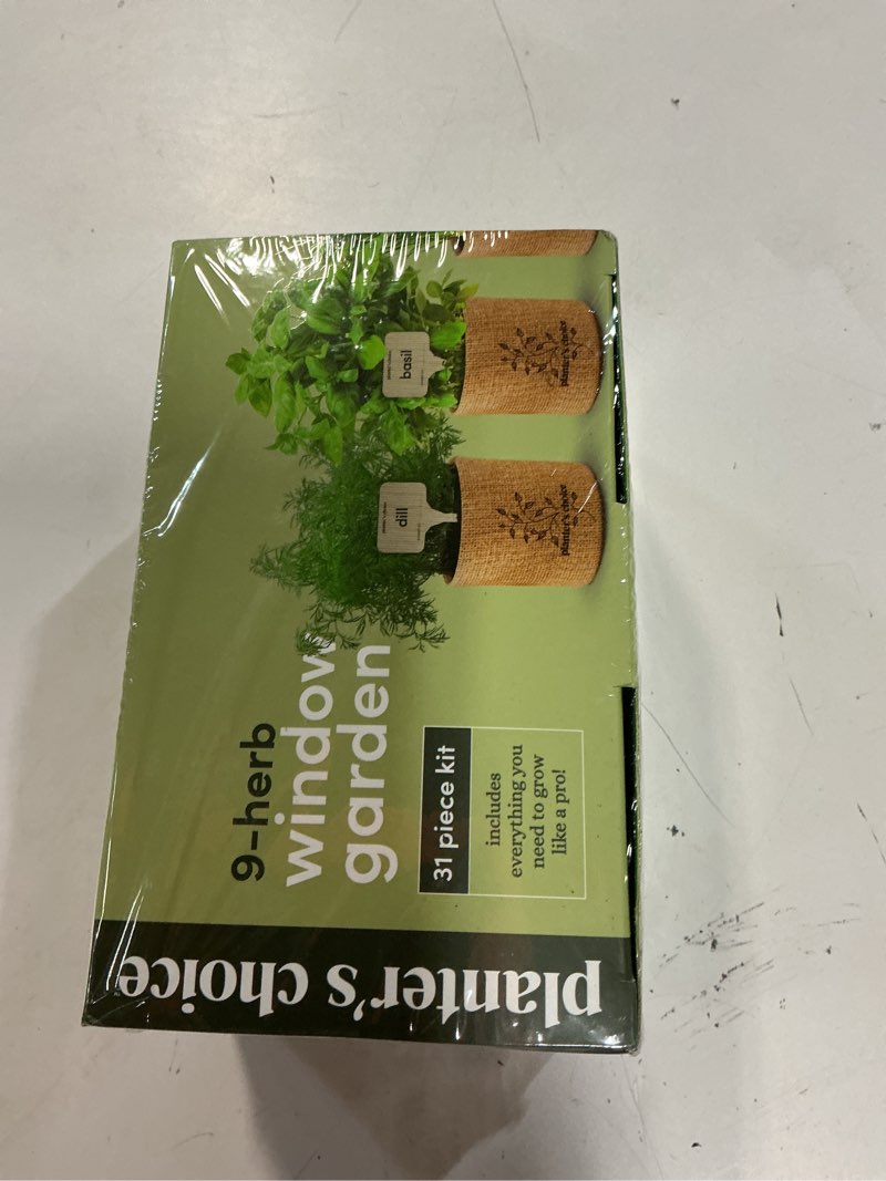Condition photo showing New/Like New for planters' choice 9 herb indoor window garden kit - house plants seeds - best unique easter gift ideas for women, mom, friend, her, birthday, housewarming, mother - new home kitchen gifts