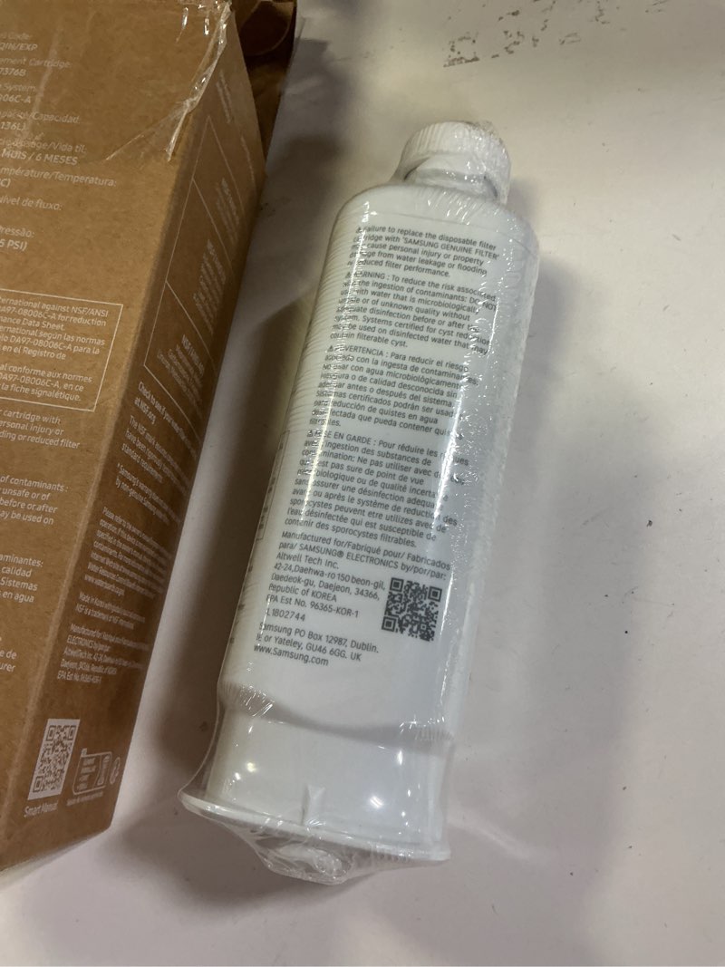 Condition photo showing Good Condition for samsung haf-qin/exp genuine refrigerator water filter, reduces 99% of harmful contaminants for clean, clear drinking water, 6-month life, easy install, pack of 1