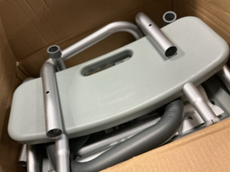 Condition photo showing Good Condition for tub transfer bench for bathtub, height adjustable shower bench with backrest, shower chair bath seat for elderly, seniors, arm support for transfer-gray gray/dark gray large