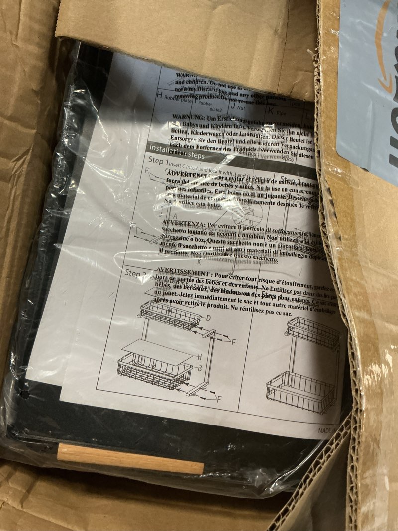 Condition photo showing Good Condition for Under Sink Organizer 2 Pack, 2 Tier Slide Out Large Capacity Height Adjustable Under Sink Organizers and Storage for Kitchen Bathroom Cabinet, Black