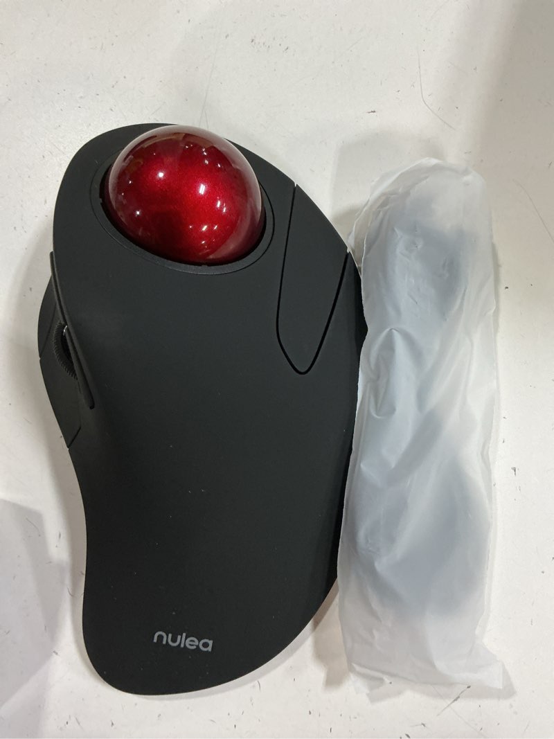 Condition photo showing New/Like New for nulea wireless ergonomic trackball mouse, rechargeable, bluetooth rollerball mouse, 44mm index finger trackball, 5 adjustable dpi, compatible with pc, laptop, mac a-red
