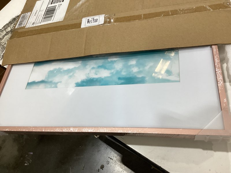 Condition photo showing Good Condition for flyjoe 16x24 frame | 16x24 poster frame with mat for 12x18 | metal aluminum picture frame with tempered glass | minimalist modern poster frame | hanging hardware included | rose gold rose gold 16''x24''-1p real glass
