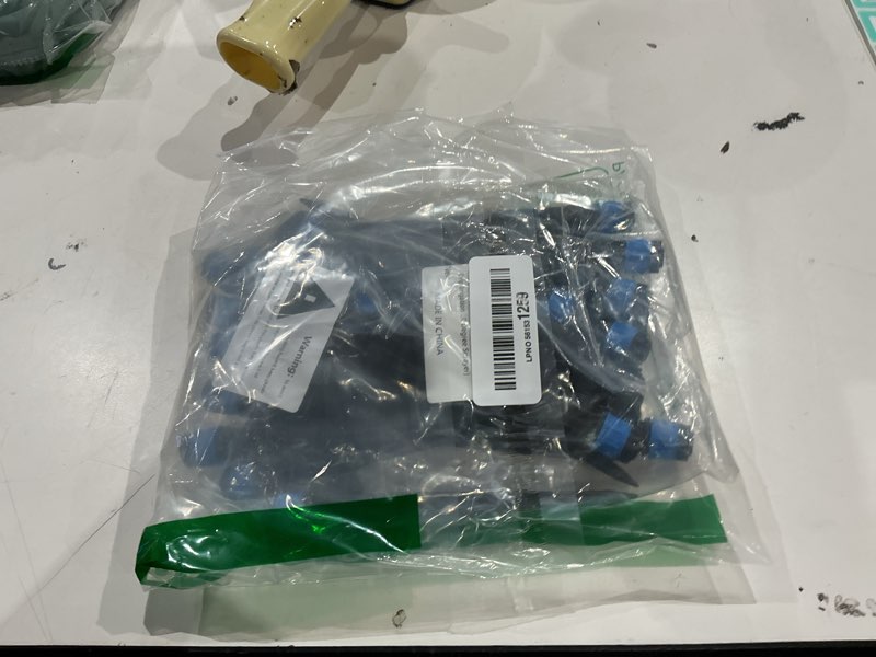 Condition photo showing Good Condition for drip irrigation emitters with adjustable 360 degree water flow drippers sprayer for 1/4 inch tubing, garden drippers sprayer perfect for house garden watering system. (25pcs-blue 360 degree sprayer)