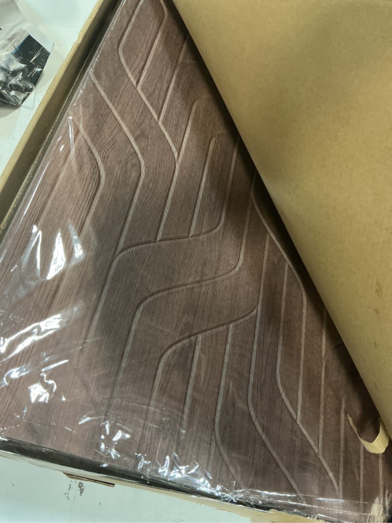 Condition photo showing New/Like New for fluxynara 6-pack large felt bulletin board, walnut artistic | 70.87" x 47.24" cork board alternative, acoustic wall panels with 60 adhesive tabs for recording studios and home offices walnut artistic fine-stripe 6-pack