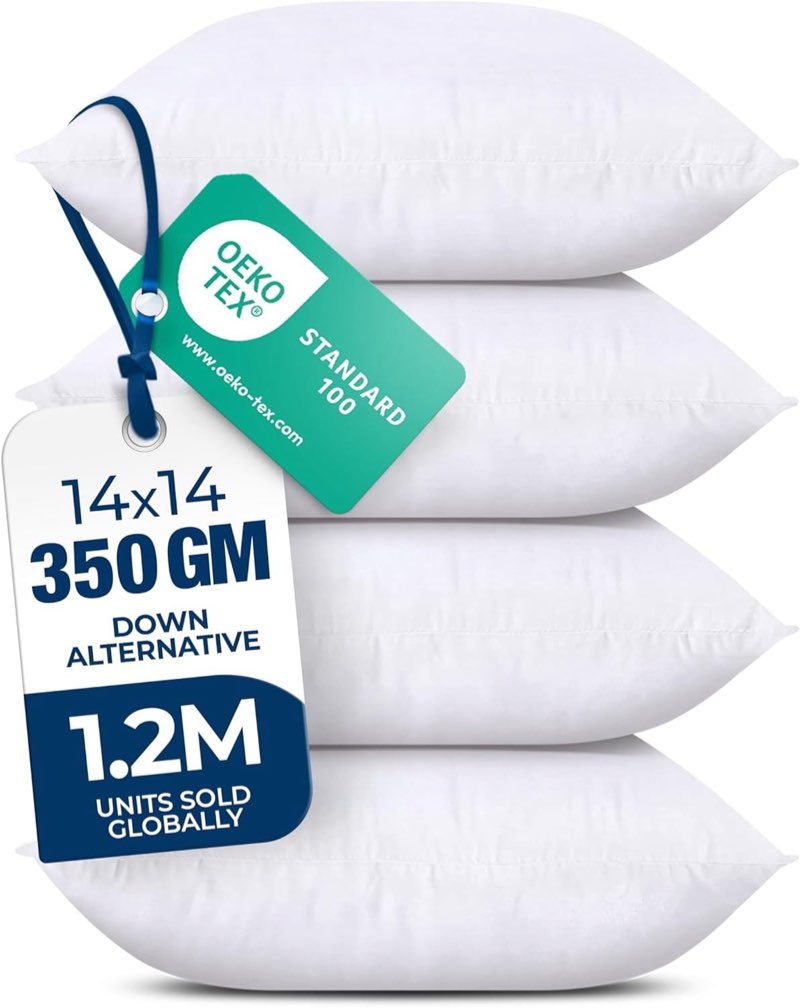bedding throw pillows set of 4 white 18x18 down alternative for bed sofa couch