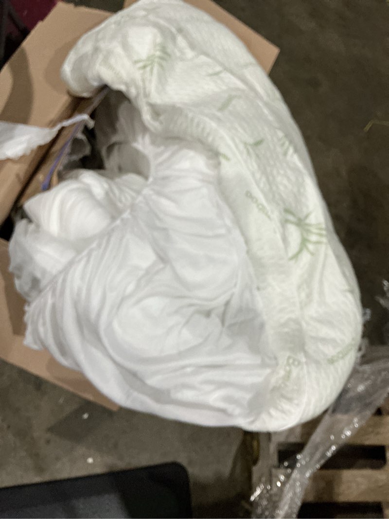 Condition photo showing As Is for ultra soft queen size mattress topper - viscose made from bamboo pillow top mattress pad for back pain relief - naturally cooling for hot sleepers, green green queen
