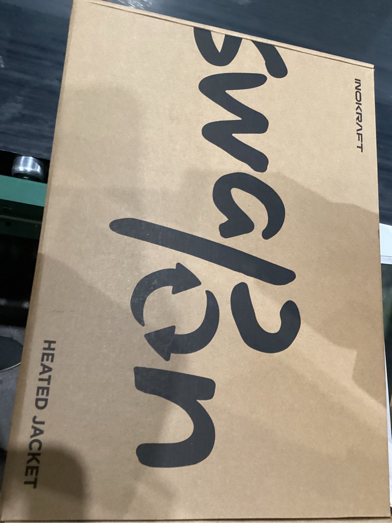 Condition photo showing New/Like New for InoKraft Heated Jacket for Men with Rechargable Battery and USB-C Cable, Winter Outdoor Soft Shell Electric Heating Coat Small