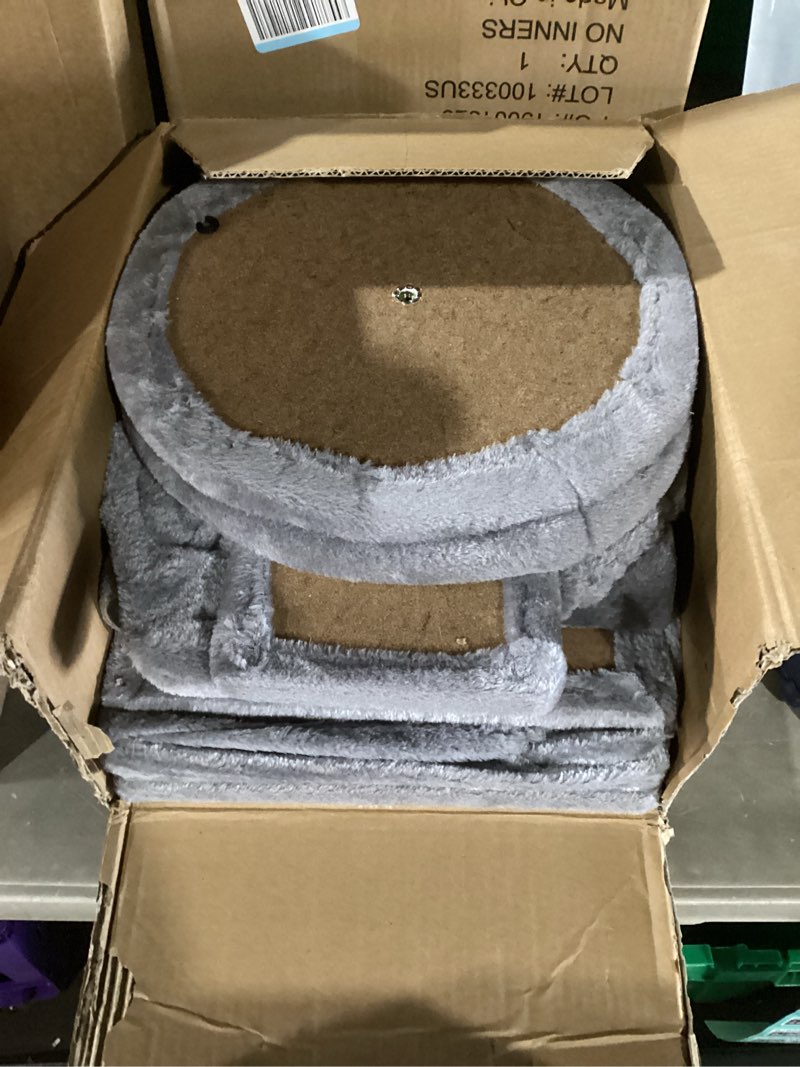 Condition photo showing Good Condition for yunique multi-functional cat tree tower, big cat condo with scratching board, rotating toy & deep hammock, luxury perch kitty furniture for indoor cats (grey) 288 grey