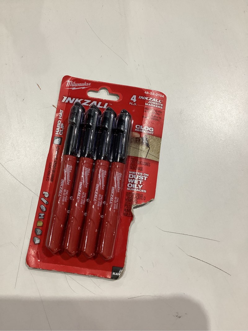 Condition photo showing New/Like New for Milwaukee 48-22-3104 Inkzall Point Marker, Fine, Black, 4-Pack 1 Count (Pack of 1)